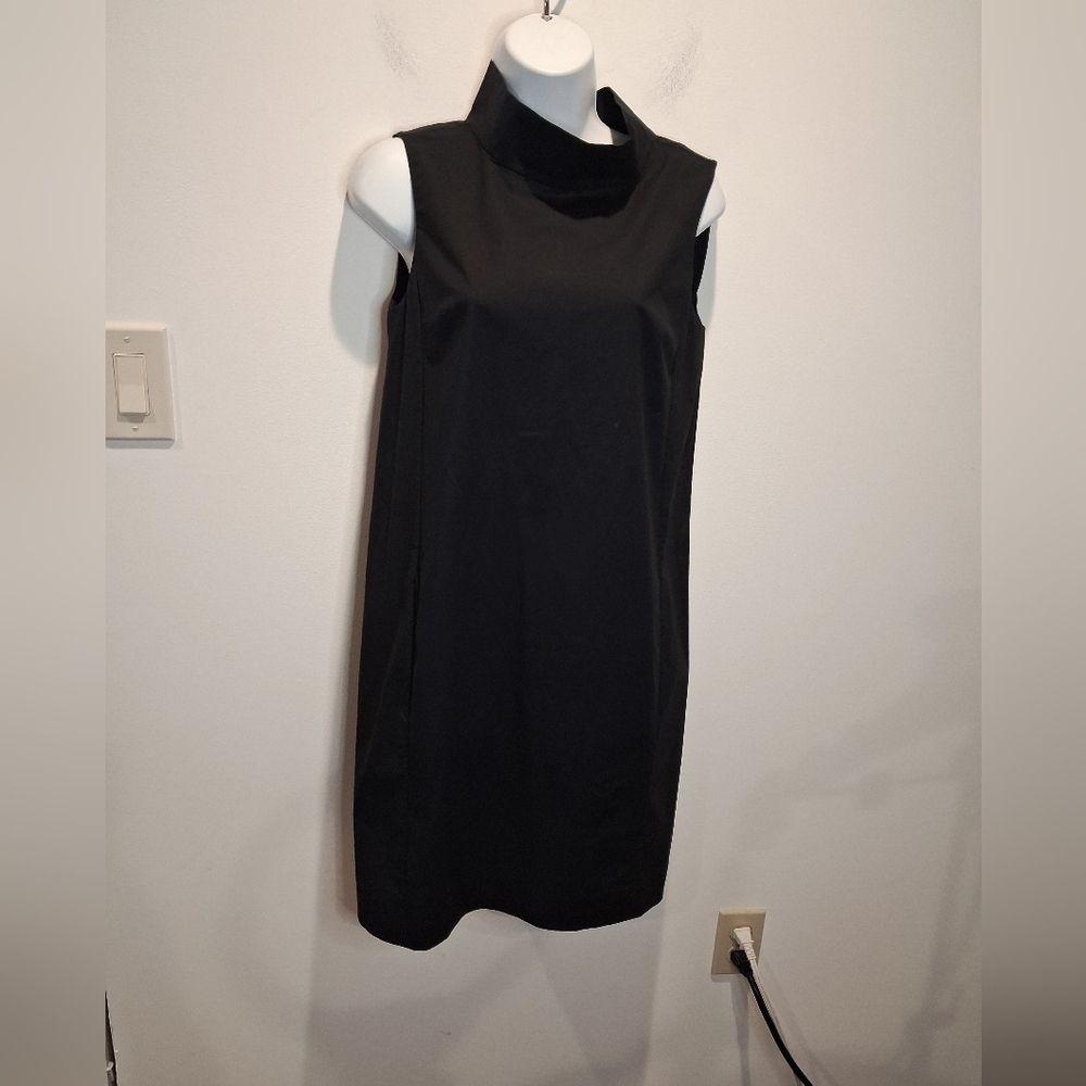 Cos Size S Black Cotton Blend Shift Mini Dress Pockets